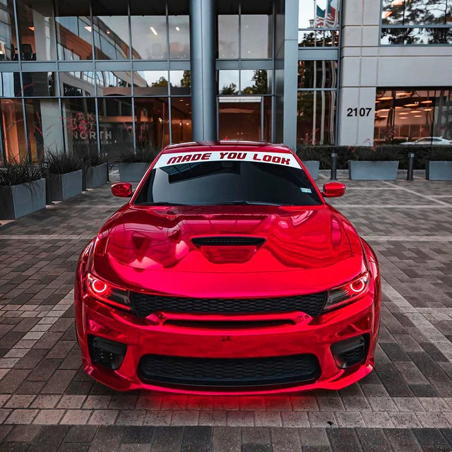 Cherry Red Chrome (CHM04-HD) Vinyl Wrap on car 1