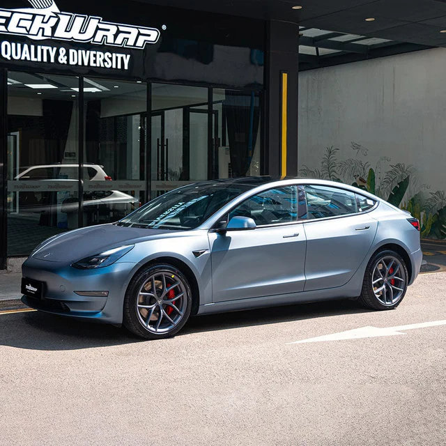 Silver Blue (SMT19) Vinyl Wrap on car